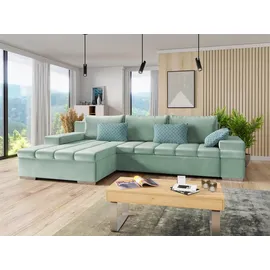 Mirjan24 Ecksofa Mintgrün, 6-Sitzer, Ottomane links,L-Form, 310x175 cm, Wohnzimmer, Sofas & Couches, Wohnlandschaften, Ecksofas