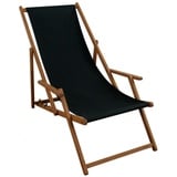 Erst-Holz Liegestuhl schwarz Sonnenliege Gartenliege Holz Deckchair Strandstuhl Massivholz Gartenmöbel 10-305