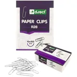 D.RECT Büroklammern 007118, 28mm, silber, verzinkt, 1000 Stück
