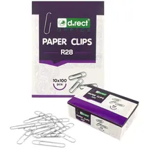 D.RECT Büroklammern 007118, 28mm, silber, verzinkt, 1000 Stück