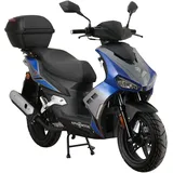 ALPHA MOTORS Motorroller Mustang FI 50 ccm EURO 5 inkl. Topcase (blau-grau, 25 km/h)