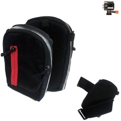 K-S-Trade Kameratasche für Rollei Actioncam 425, Fototasche Kameratasche Gürteltasche Schutz Hülle Case bag grau|schwarz