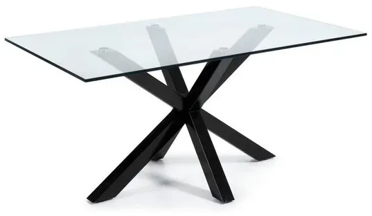 Kave Home Esstisch Arya 160 x 90 cm Glas Schwarz