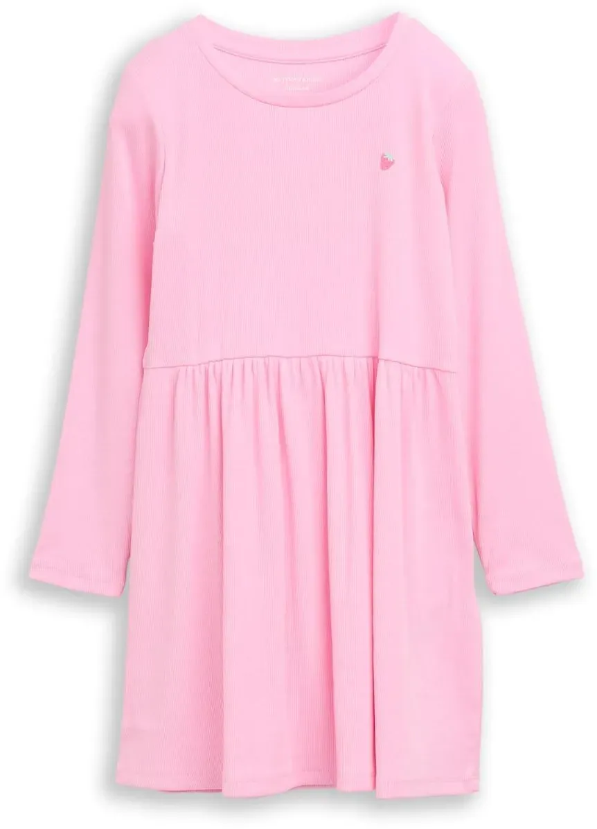 TOM TAILOR Mädchen Mini-Kleid mit Rippstruktur, rosa, Uni, Gr. 92/98