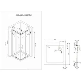 Buylando Lina Eck-Duschkabine mit Schiebetür 80 x 200 cm transparent Glas 8mm