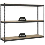 Proregal Schwerlastregal MID Wood YETI Three HxBxT 150x150x45cm | Fachlast 400kg | Anthrazit | Regal Standregal Werkstattregal Lagerregal