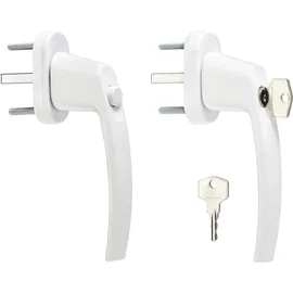 SOTech 5 Stück Fenstergriff 45° Raster mit Druckknopf ALU WEISS - weiß