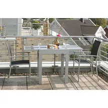Merxx Milano Set 3tlg. Balkonausziehtisch 65/130 x 65 cm silber/schwarz