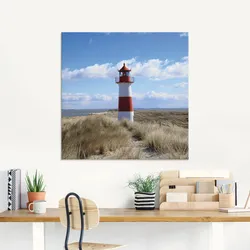 Glasbild ARTLAND "Leuchtturm Sylt", blau (farbe bild(er): blau), B:50cm H:50cm, Bilder, in verschiedenen Größen