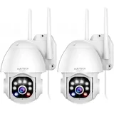 AUKTECH Kamera Überwachung Aussen - 2K Überwachungskamera Aussen WLAN IP Kamera Outdoor, Nachtsichtfarbe, Bewegungsmelder mit Alarm, Zwei-Wege-Audio, PTZ 355°/90°, IP66 Wasserdicht