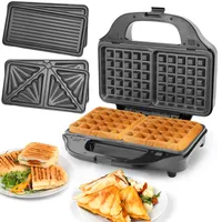 SUPERLEX 3-in-1 Sandwichmaker set, für Sandwichtoaster Kontaktgrill Waffeleisen 2 Scheiben mit Antihaftbeschichtung, Doppelseitiges Backen bei Konstanter Temperatur, BPA-frei