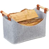 Relaxdays 2 x Filztasche, Aufbewahrungskorb Filz, Faltbare Aufbewahrungsbox, Filzkorb mit Henkeln, HBT: 27 x 40 x 22 cm, grau