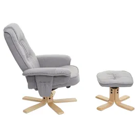 MCW Relaxsessel H56-T Stoff/Textil 80 x 100 x 90 cm Grau mit Hocker