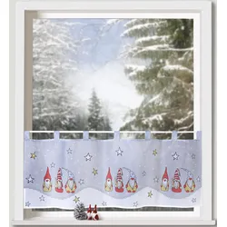 Scheibengardine WECKBRODT "Wichtel mit Sternen", bunt (multi), B:120cm H:45cm, Microfaser, Polyester, Gardinen, Fensterdekoration, Bistro, Microsatin, Weihnachten, HxB 45x120cm, Gardine, Store