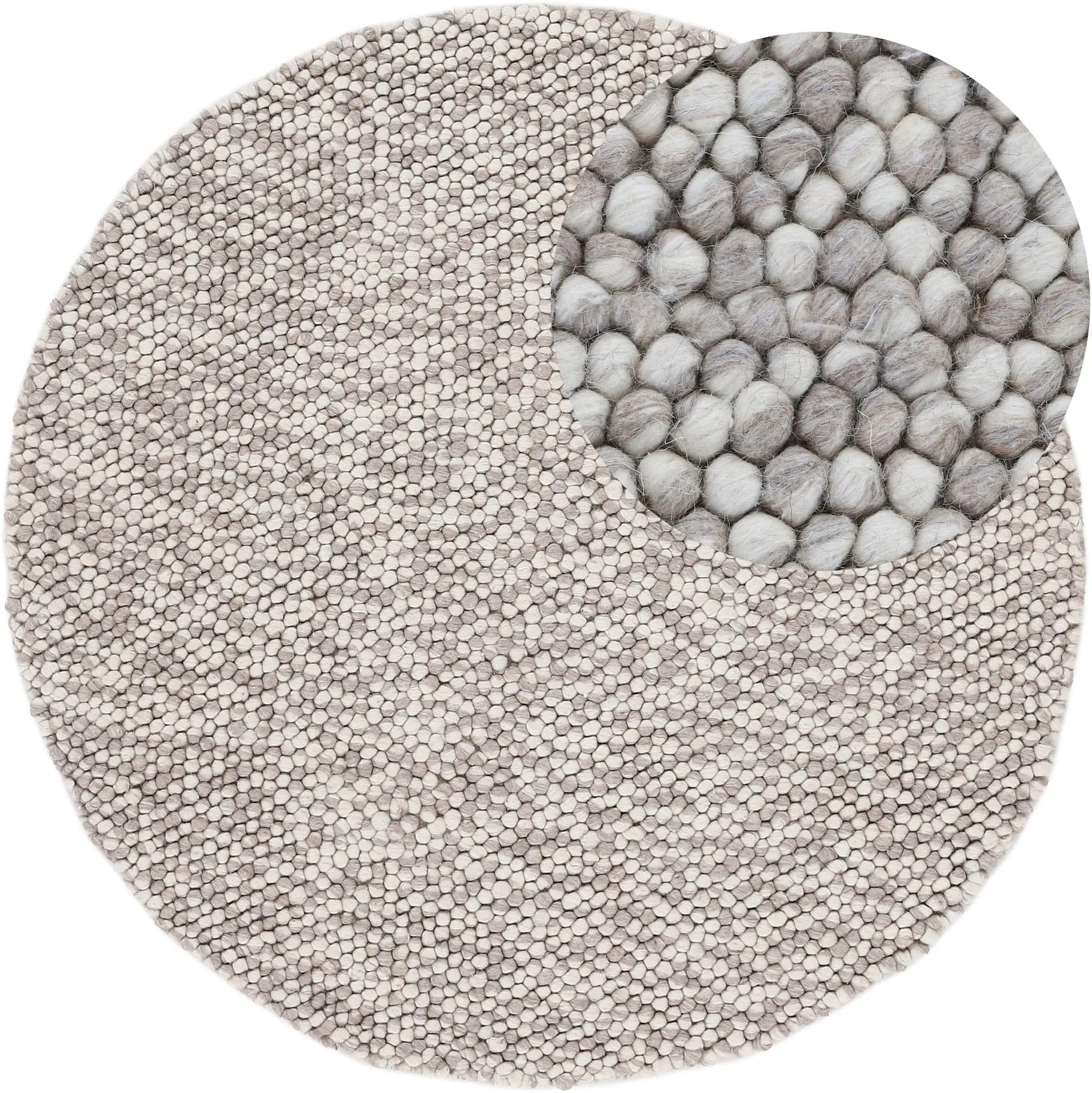 carpetfine Teppich »Calo«, rund, Handweb Teppich, Uni-Farben, meliert, handgewebt, 70% Wolle carpetfine dunkelbeige Ø 150 cm