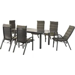 Garten-Essgruppe MERXX "»Siros«", grau (graphit, graphit, graphit), Auszugsplatte, ausziehbar-Rückenlehne verstellbar, Aluminium, Sitzmöbel-Sets, Rückenlehne verstellbar durch Gasdruckfeder