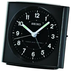 Funkwecker SEIKO "QHR022K", schwarz, Wecker, Wecker, Schlafzimmer, Leuchtzeiger, Beleuchtung, Schlummerfunktion