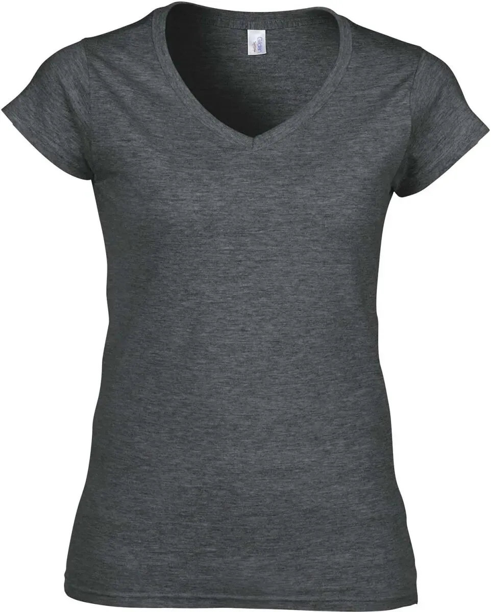 Gildan Damen Softstyle V-Neck T-Shirt 64V00L dark heather XL