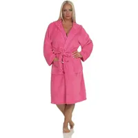 L.E.M.B. Hometrends Herren Damen Bademantel Kingston Microfaser Morgenmantel mit Kapuze pink S - S