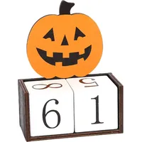 Halloween Holz Countdown-Kalender Halloween Advent Kalender Handgemachte Kürbis Geister Schloss Tisch Dekoration - Gelb