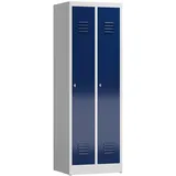 Steelboxx Spind mit 2 Abteilen Kleiderspind Spindschrank 180x59x50cm (1-St) Komplett verschweißt und montiert keine Montage erforderlich blau|grau 59 cm x 180 cm x 50 cm