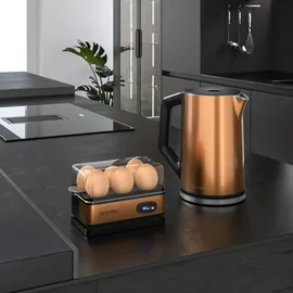 Arendo 2-teiliges Frühstücksset, 1,5 Liter Wasserkocher, 6er Eierkocher, Kupfer