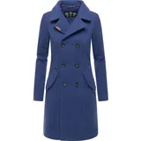 Marikoo Damen Mantel in Wollmantel-Optik langer Trenchcoat mit Reversekragen Nanakoo Blue Violet Gr. S - S