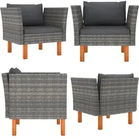 Vidaxl - Gartensofa Poly Rattan und Eukalyptus Massivholz - Rattan Gartensofa - Rattan Gartensofas - Home & Living - Grau