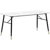 FineBuy FineBuy, Esstisch, Esszimmertisch Marmor Optik Weiss Esstisch Küchentisch Tisch Esszimmer (160 x 80 x 76 cm)
