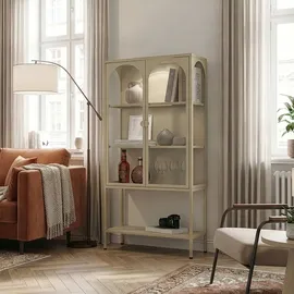 [en.casa] Vitrinenschrank Klippestad 160 x 80 x 35 cm Kamelfarben