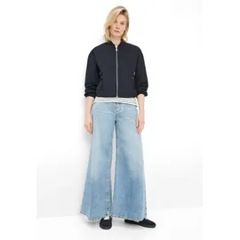 Fuchs Schmitt Blouson FUCHS SCHMITT, Damen, Gr. 50, marine, Web, Obermaterial: 100% Polyester, unifarben, regular fit normal, hoch geschlossener Ausschnitt, elastischer Bund, Jacken Blouson, Stehkragen, Regular Fit, Rückenfalten