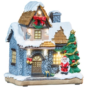 Deko-Weihnachtshaus mit Santa Claus, LED-Beleuchtung, Batteriebetrieb
