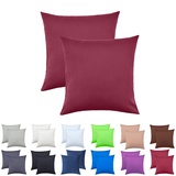 NatureMark 2er Set Jersey Kissenbezüge – Elastisch, weich, atmungsaktiv und hautfreundlich – Waschbare Kissenhülle - 80x80 – Bordeaux Rot