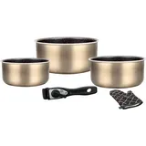 HERZBERG Topf-Set 5-tlg. Kochtopf + Bratentopf + Stielkasserolle + Dämpfeinsatz + Fleischtopf
