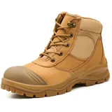 Epochsaga Stahlkappenstiefel Herren Sicherheitsstiefel für Arbeitsstiefel mit Stahlkappenschutz Stiefel (Hellbraun (Knöchel-hoch), Erwachsene, Herren, 41, Numerisch, EU Schuhgrößensystem, M) - 41 EU
