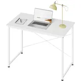 Woltu Schreibtisch, mit Metallgestell, Holzwerkstoff, 100x50x75 cm, Weiß, - Weiß