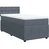 vidaXL Boxspringbett mit Matratze Dunkelgrau 80x200 cm Samt