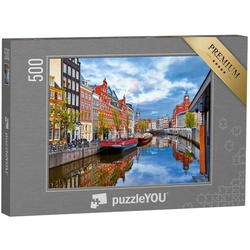 puzzleYOU Puzzle Kanal in Amsterdam im Frühling, Niederlande, 500 Puzzleteile, puzzleYOU-Kollektionen Europa, Städte, Amsterdam