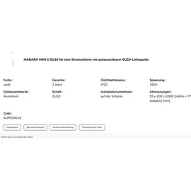 Spectrum MADARA MINI II GU10 3-Phasen-Strahler für austauschbare Leuchtmittel, weiß 250V