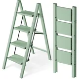 Attestierer Trittleiter 4 Stufen klappbar,Tritthocker aus Aluminium