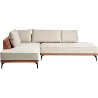 Beliani Ecksofa 3-Sitzer Myken Stoff Hellbeige Rechtsseitig