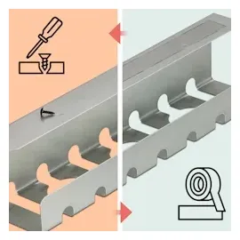 Relaxdays Kabelkanal Schreibtisch, 2er Set, Kabelmanagement, HBT: 10 x 43 x 10 cm, Zubehör zum Fixieren, Silber