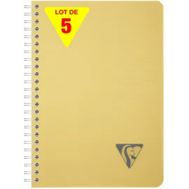 Clairefontaine 327502Cpack - Packung 5x Spiralbücher Hefte Linicolor Essence, A5 14,8x21 cm, 90 Blatt kariert 90g, Einband aus PP, Gelb, 1 Pack