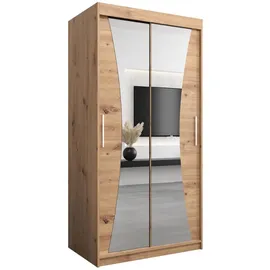 abiks möbel Schwebetürenschrank MONACO 100 x 200 x 62 cm Eiche Artisan