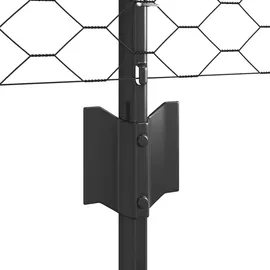 vidaXL Zaun mit Pfosten 0,5 x 25 m Grau/Stahl