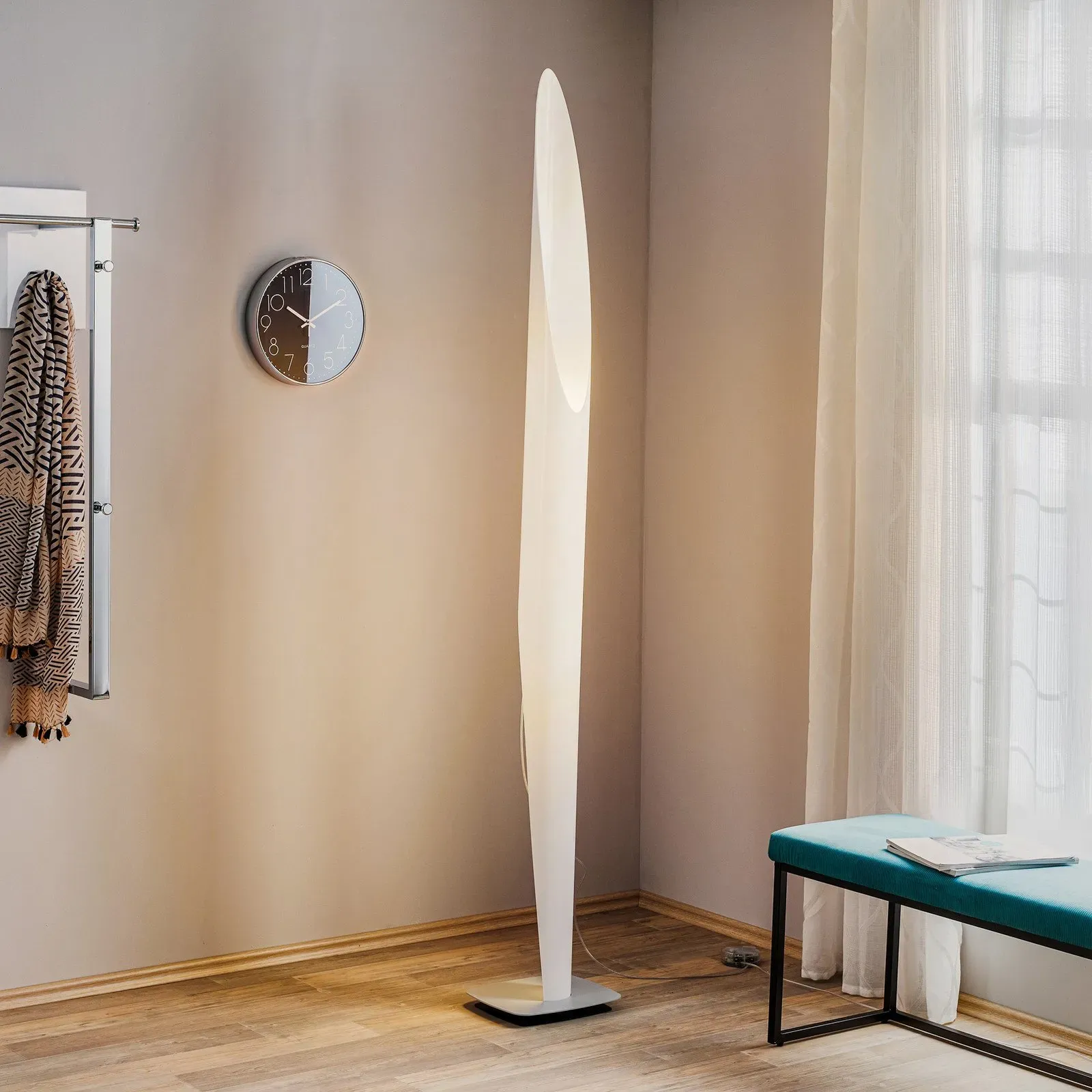 Stehleuchte kdln, SHAKTI, dimmbar, Weiß, für Schlafzimmer, Kunststoff, Design - 200