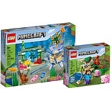 Lego Minecraft Set - Das Wächterduell 21180 + Der Hinterhalt des Creeper 21177, Bauset für Kinder ab 8 Jahren