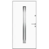 Aluminium-Stahl Nebeneingangstür "SAMIA" Weiß RAL 9016 beidseitig innen öffnend DIN rechts