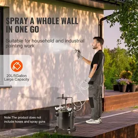 Vevor Druckbehälter für Sprühfarbe, 20 L Druckbehälter, 70 psi einstellbarer Druck, Druckbehälter-Farbbehälter mit Rollen und Dichtmittel zur Leckreparatur, für Heimdekoration und Industrielackierung