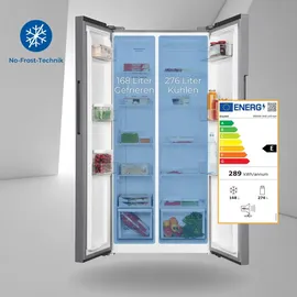 Exquisit SBS450-360E Side-by-Side (444 l, 1789 mm hoch, Anthrazit)